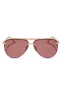 DIFF Tahoe 65mm Oversize Polarized Aviator Sunglasses in Gold /Mauve at Nordstrom