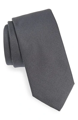 BOSS Solid Black Silk Tie in Charcoal Grey at Nordstrom