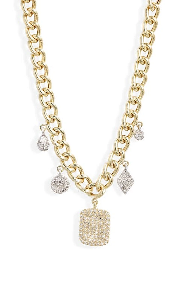 Meira T Diamond Station Mixed Chain Necklace in Two Toned Yellow Gold at Nordstrom, Size 18