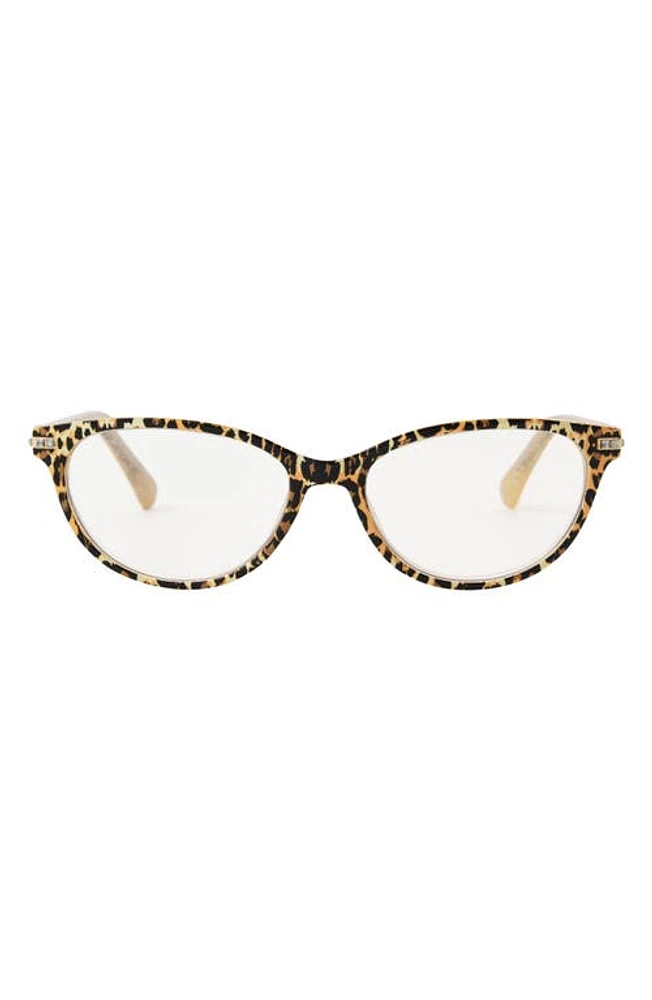 Betsey Johnson Leopard Oval Blue Light Reading Glasses at Nordstrom