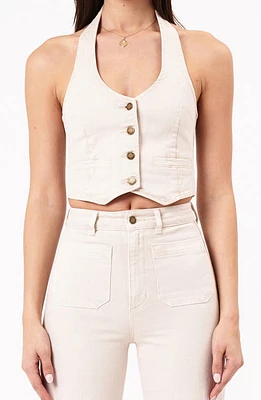 Rolla's Crop Denim Halter Vest Off White at Nordstrom,