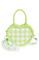 Ruby & Ry Kids' Plaid Rubber Heart Top Handle Bag in Green Multi at Nordstrom