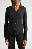 Etro Pointelle Knit Wool Cardigan Black at Nordstrom, Us