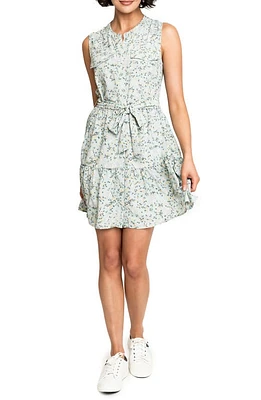 GIBSONLOOK Wildflower Tie Waist Dress Misty Blue Banana at Nordstrom,