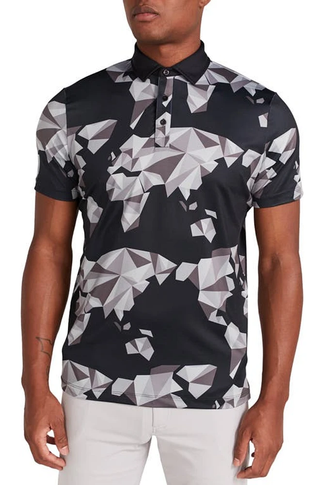 Redvanly Bond Origami Print Polo Black at Nordstrom,