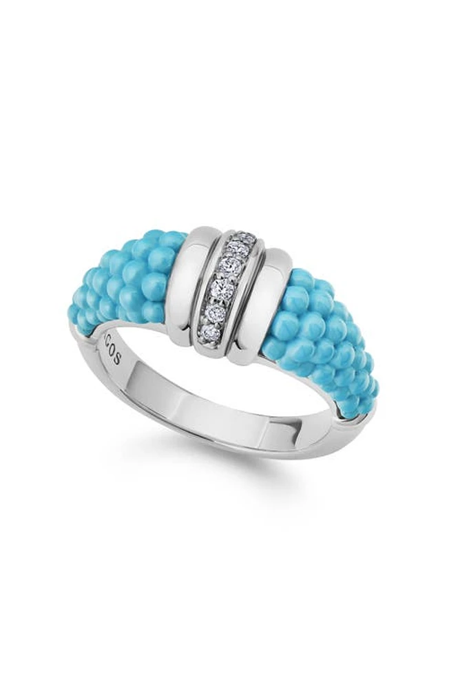 LAGOS Blue Caviar Diamond Tapered Ring in Blue Ceramic at Nordstrom, Size 6