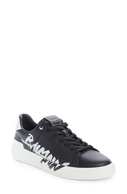 Balmain B Court Logo Print Low Top Sneaker in Eab Black/White at Nordstrom, Size 8Us