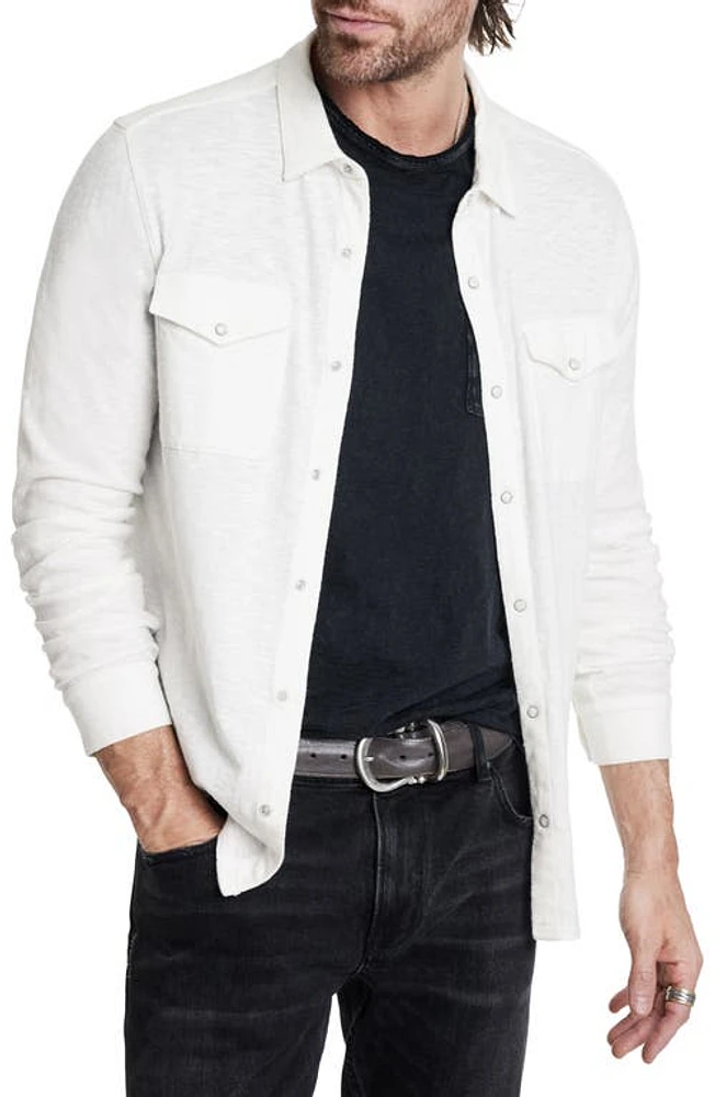 John Varvatos Arvon Cotton Slub Knit Snap Front Western Shirt at Nordstrom,