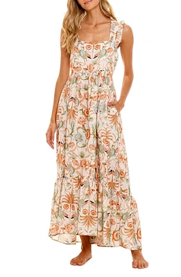 The Lazy Poet Mika Peach Jungle Linen Nightgown Pink at Nordstrom,