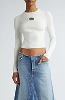 DIESEL M-Valary Logo Cutout Rib Sweater Ivory at Nordstrom,