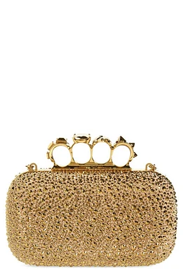 Alexander McQueen Skull Crystal Embellished Knuckle Clutch in Gold at Nordstrom