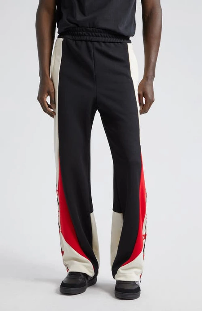 Palm Angels Star Colorblock Track Pants Black White at Nordstrom,