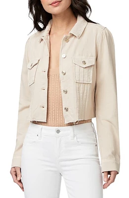 PAIGE Pacey Raw Hem Crop Twill Jacket Soft Beige at Nordstrom,