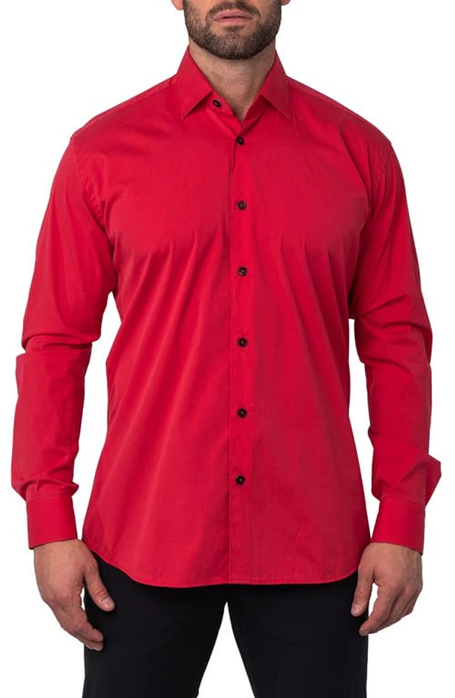 Maceoo Fibonacci Joyce Red Regular Fit Solid Button-Up Shirt at Nordstrom,