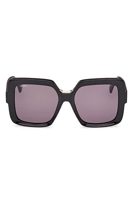 Max Mara Ernest 56mm Square Sunglasses in Shiny Black /Smoke at Nordstrom