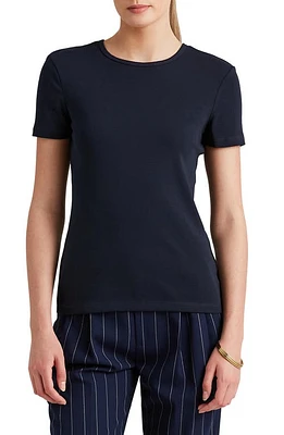 Lauren Ralph Cotton Blend T-Shirt Navy at Nordstrom,