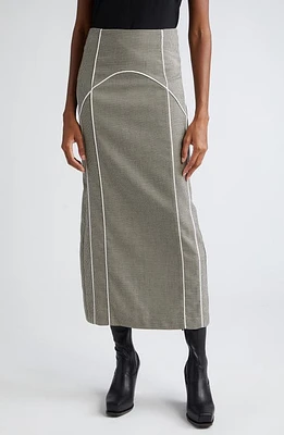 GESTUZ Pippa Houndstooth Check Midi Skirt Blacknwhite at Nordstrom, Us