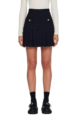 sandro Katyna High Waist Tweed Skirt Black at Nordstrom, Us