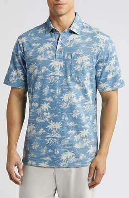 johnnie-O Mirage Tropical Print Pocket Polo Indigo at Nordstrom,