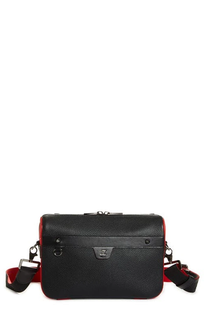 Christian Louboutin Ruisbuddy Leather Crossbody Bag in Black/Loubi/Black at Nordstrom