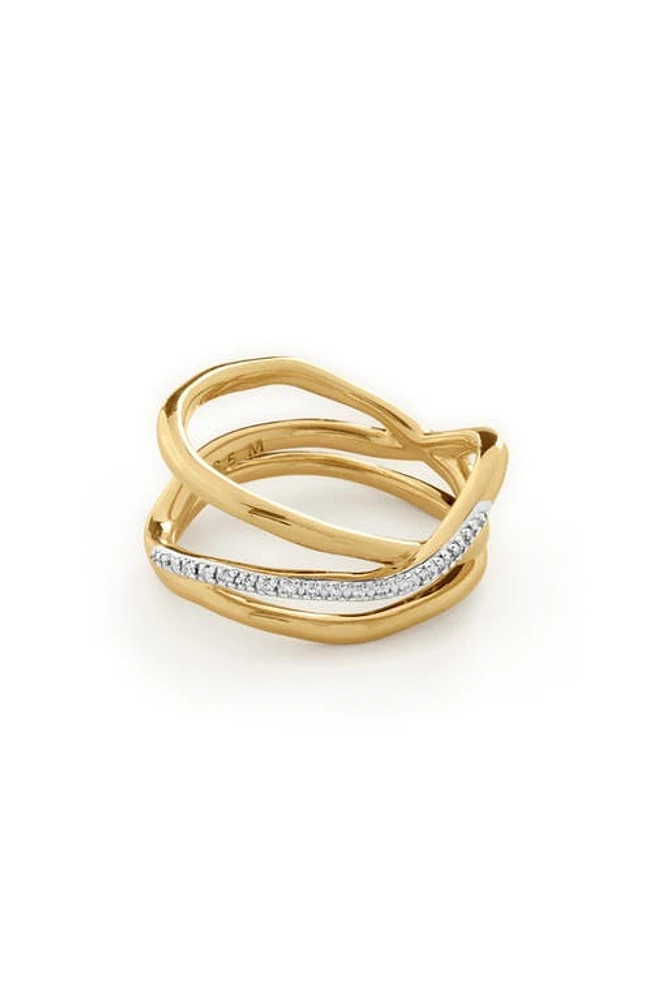 Monica Vinader Riva Pavé Diamond Prestacked Ring in 18Ct Gold Vermeil On Sterling at Nordstrom, Size 6.5