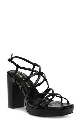 Anne Klein Zenon Platform Sandal in Black Smooth at Nordstrom, Size 9