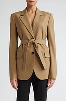 Maria McManus Belted Stretch Wool Blazer Toffee at Nordstrom,