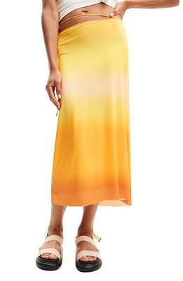 Desigual Dégradé Slip Midi Skirt Yellow at Nordstrom,