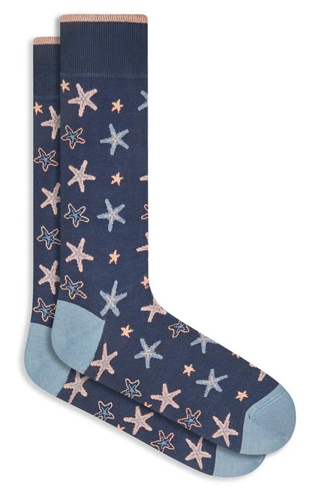 Bugatchi Sea Star Dress Socks in Navy at Nordstrom