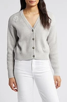 Marine Layer Robin Flower Embroidered Crop Cardigan Light Grey at Nordstrom,