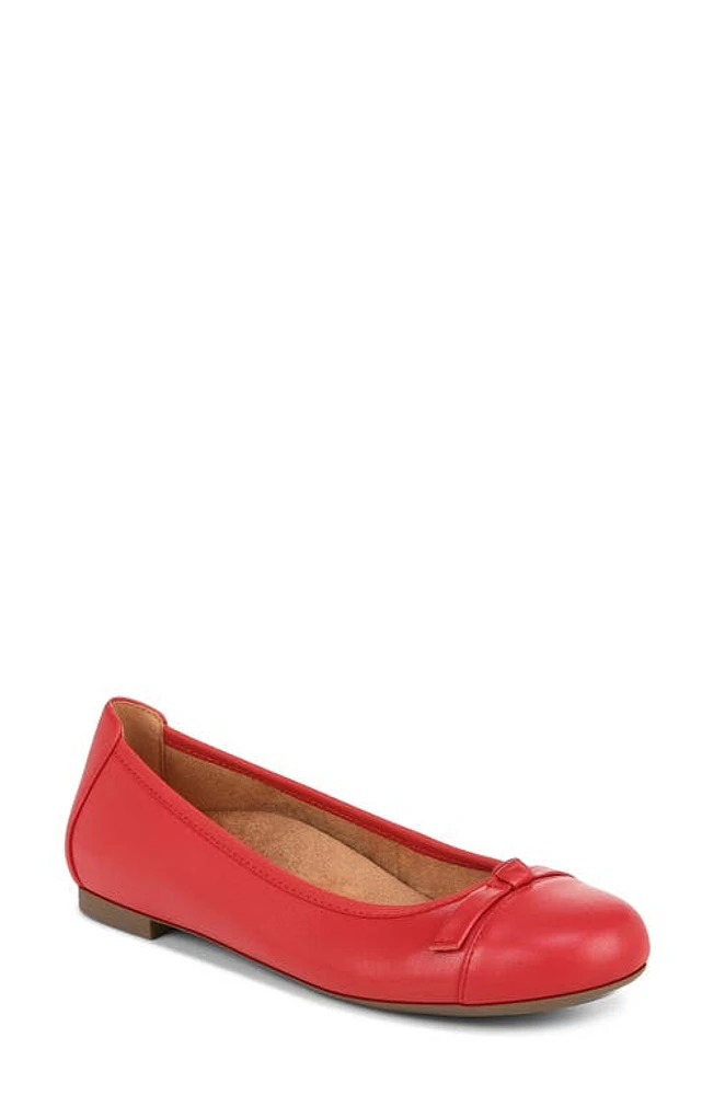 Vionic Amorie Cap Toe Ballet Flat Red Leather at Nordstrom,