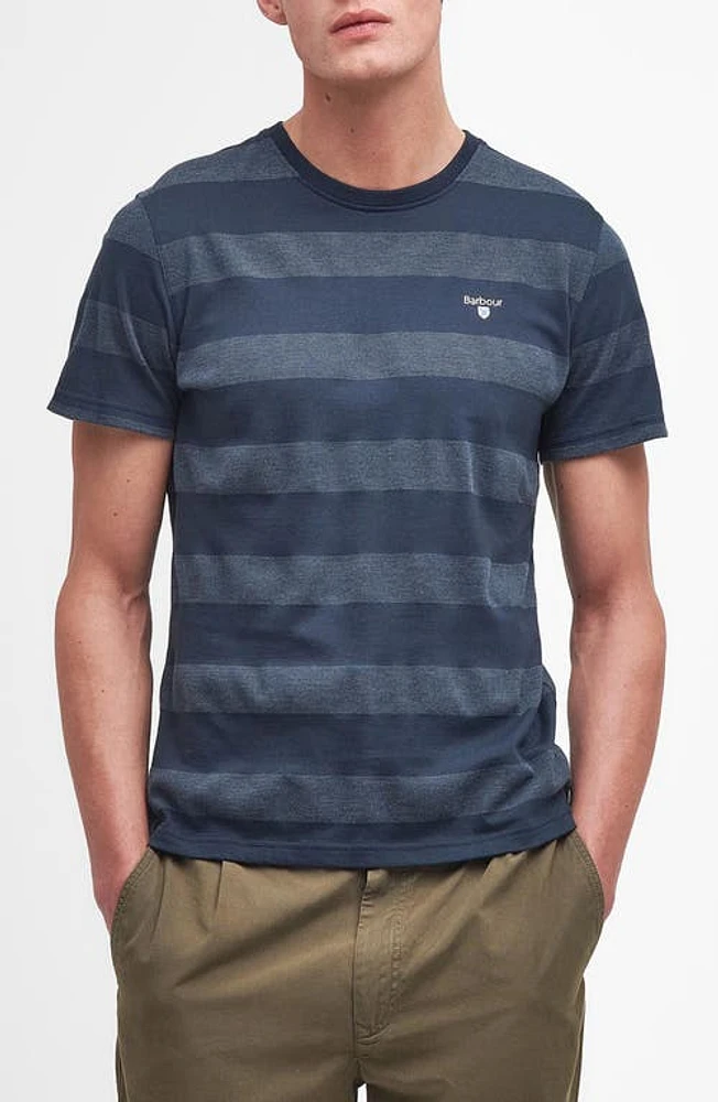 Barbour Stenton Stripe Piqué Knit T-Shirt Navy at Nordstrom,