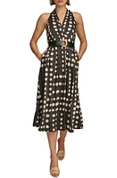 Donna Karan New York Polka Dot Belted Midi Dress in Black/Canvas at Nordstrom, Size 6