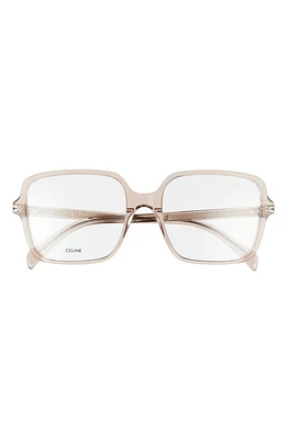 CELINE 57mm Square Reading Glasses in Transparent Taupe at Nordstrom