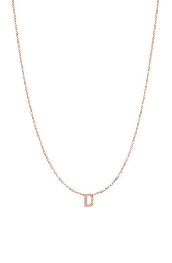 BYCHARI Initial Pendant Necklace in 14K Rose Gold-D at Nordstrom