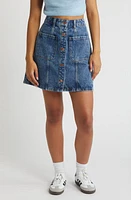 Noisy may Lala Button Front Denim Miniskirt Medium Blue at