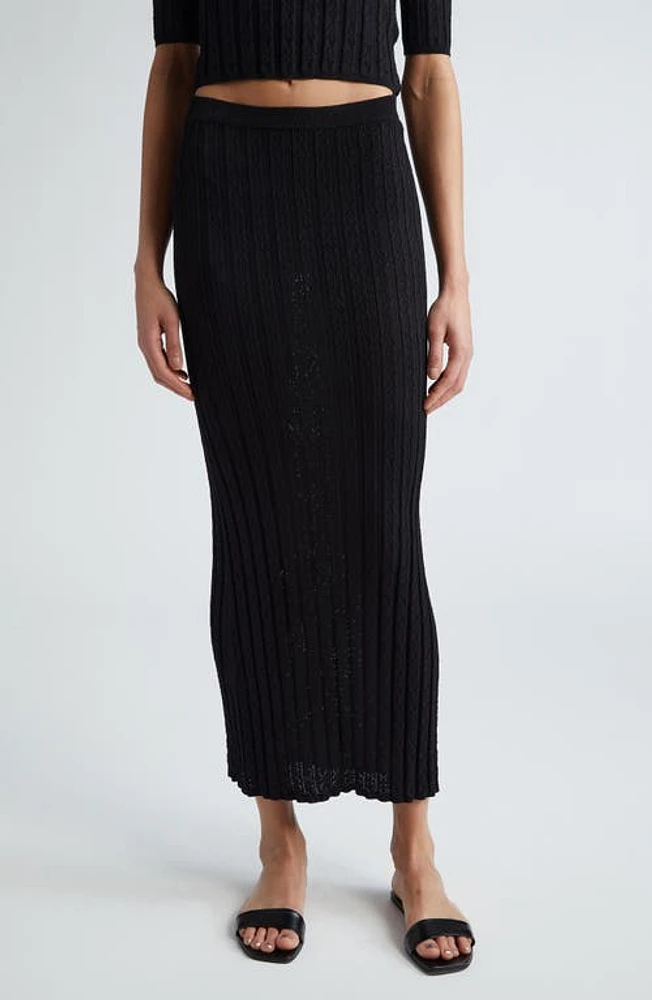 Loulou Studio Open Stitch Sweater Skirt Black at Nordstrom,