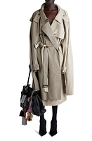 Balenciaga Double Sleeve Mixed Media Trench Coat Beige at Nordstrom,