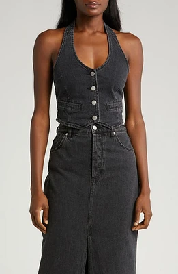 Rolla's Halter Denim Vest Washed Black at Nordstrom,