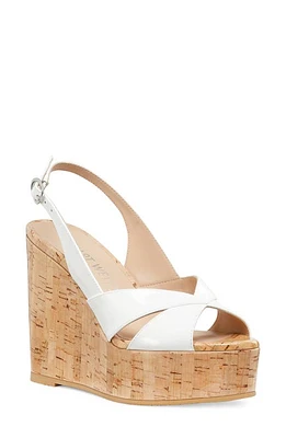 Stuart Weitzman Carmen Wedge Sandal White at Nordstrom,