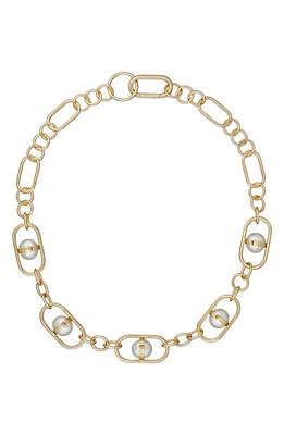 Ted Baker London Perriet Imitation Pearl Chain Statement Necklace in Gold Tone/Pearl at Nordstrom