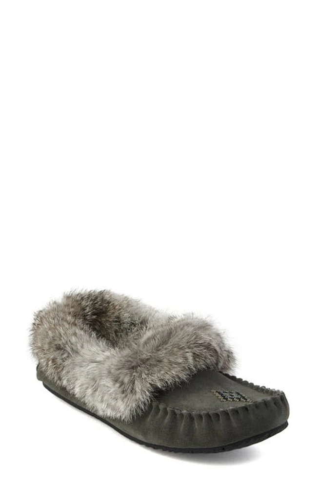 Manitobah Street Faux Fur Trimmed Slipper Charcoal at Nordstrom,