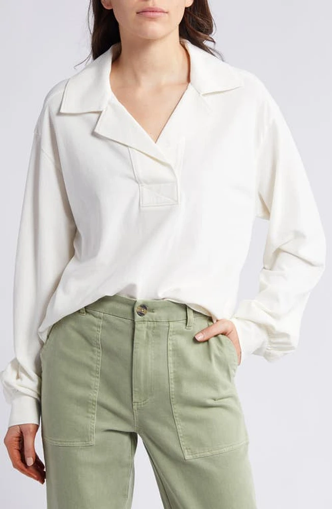 Treasure & Bond Oversize Long Sleeve Cotton Polo at Nordstrom,