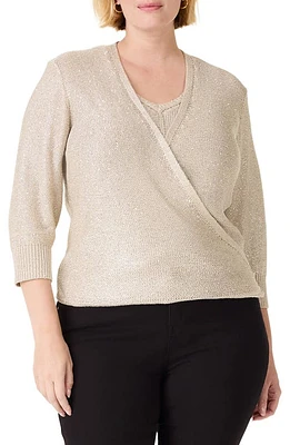 NIC+ZOE Subtle Sparkle 4-Way Cotton Blend Cardigan Brown Rice at Nordstrom