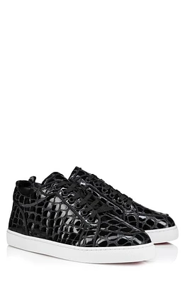 Christian Louboutin Rantulow Orlato Croc Embossed Patent Leather Sneaker Black at Nordstrom,