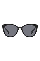 RALPH 55mm Cat Eye Sunglasses in Shiny Black at Nordstrom