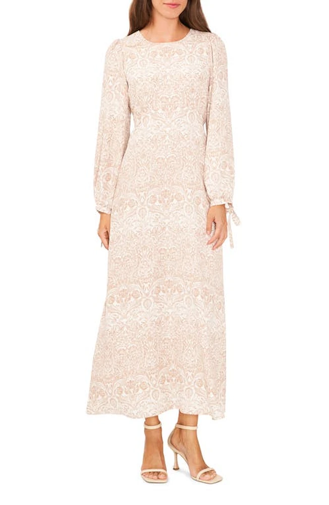 halogen(r) Print Long Sleeve Maxi Dress in New Ivory at Nordstrom, Size Xx-Small