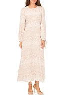 halogen(r) Print Long Sleeve Maxi Dress in New Ivory at Nordstrom, Size Xx-Small