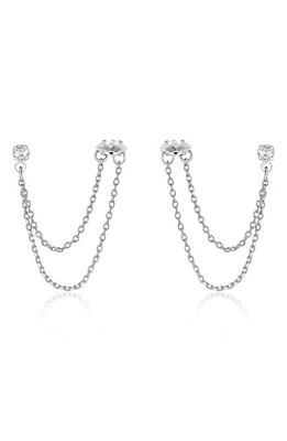 Ettika Double Piercing Chain Drop Earrings in Silver at Nordstrom