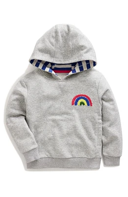 Mini Boden Kids' Bouclé Rainbow Hoodie Silver Marl at Nordstrom,